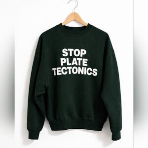 Vintage 90s Fruit of the Loom “Stop Plate Tectonics” Crewneck USA XL Graphic Swe